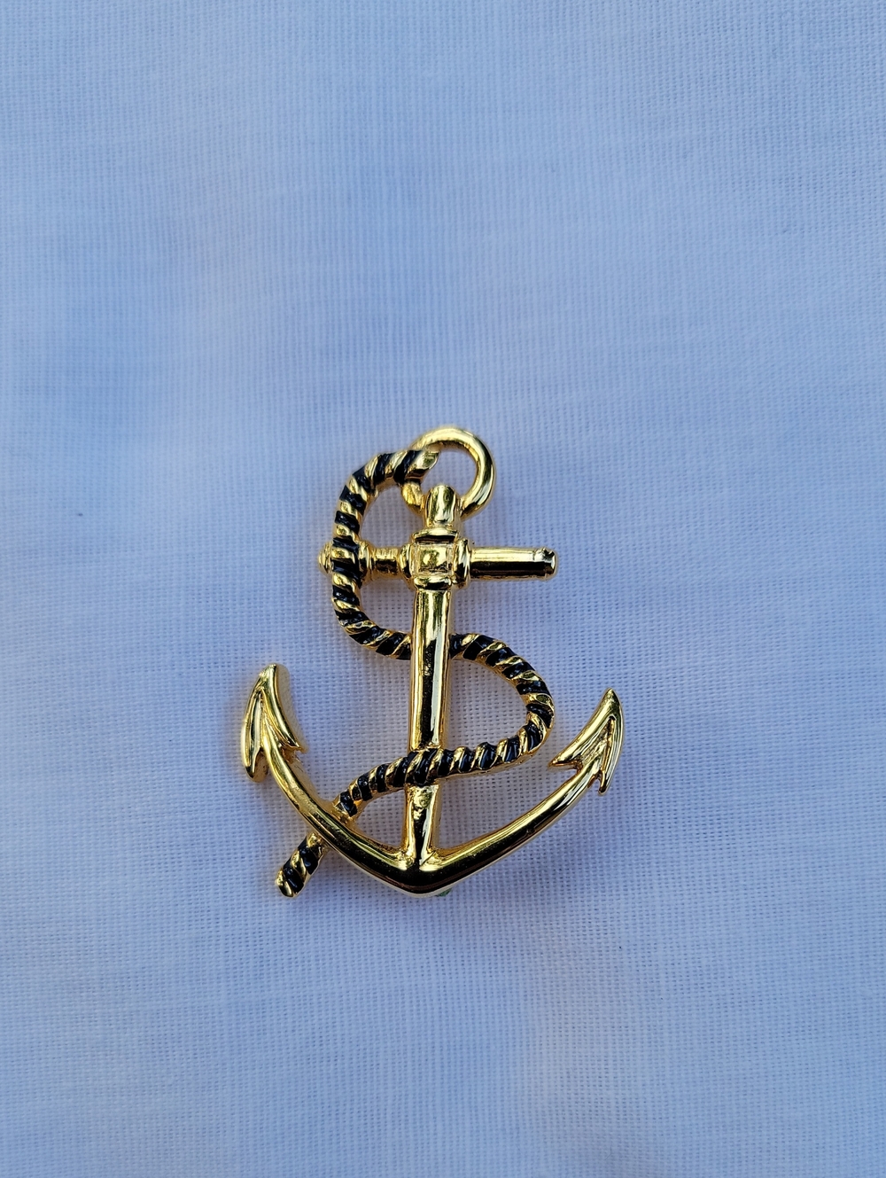 Vintage Carolee Gold and Black Anchor Brooch Nautical